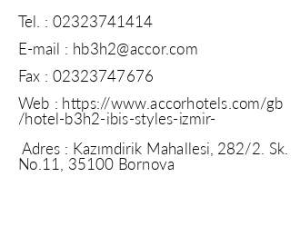 bis Style Hotel Bornova iletiim bilgileri